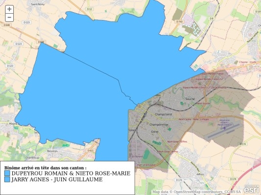 Carte des résultats du 2e tour des élections départementales à Niort