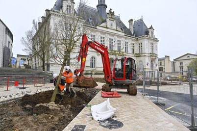 Plantation des arbres place Martin-Bastard. - Agrandir l'image 64 sur [117], fenêtre modale
