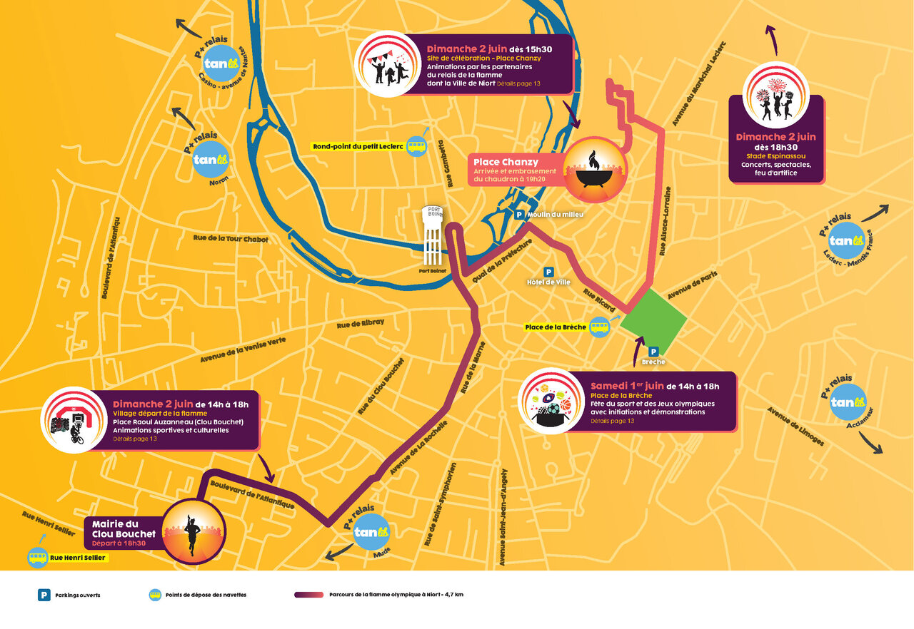 Plan du parcours de la flamme